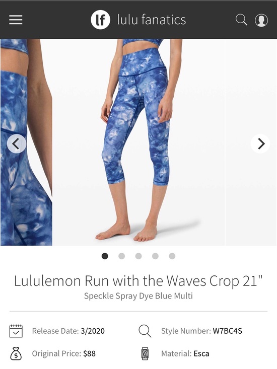 lululemon athletica Pants - Lululemon Run with the Waves Crop 21" Speckle Spray Dye Blue Multi